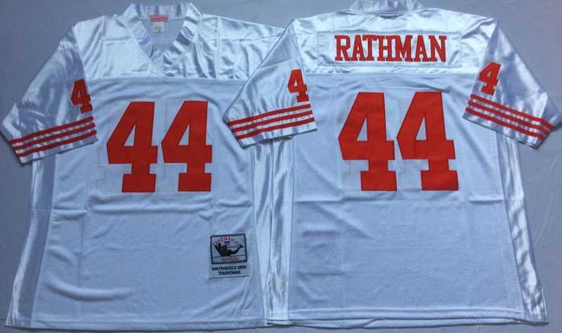 49ers 44 Tom Rathman White M&N Throwback Jersey